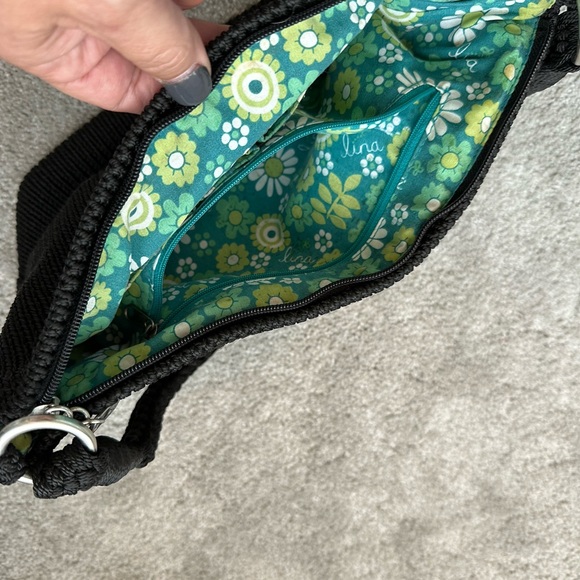 Black Lina purse with braided handle and groovy liner - Picture 5 of 6